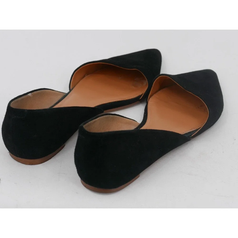 J.CREW Shoes Black Suede D'Orsay Pointed Toe Flats Leather Women's Size 9.5